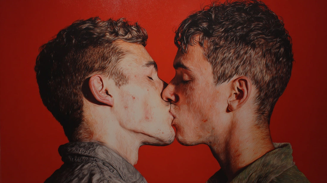weho pride tickets 2026 bar guide to weho gay bars firs timers image of two males kissing on a red background forefront
