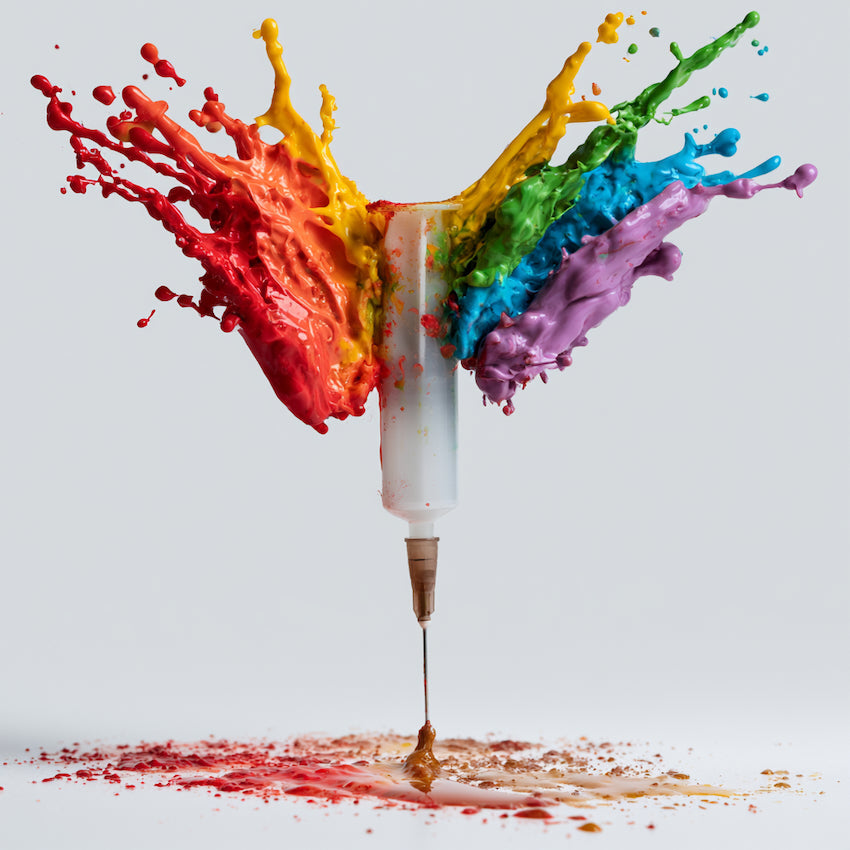 LGBTQ Pride rainbow paint splash artwork celebrating diversity and inclusion.