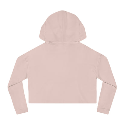 Feminine blush pink LGBTQ+ cropped hoodie with the 'MOVE, I'M GAY' slogan in bold black text—stylish queer pride fashion.