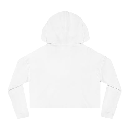 White cropped hoodie featuring bold black 'MOVE, I'M GAY' lettering—a queer streetwear statement piece from Bayou WeHo.