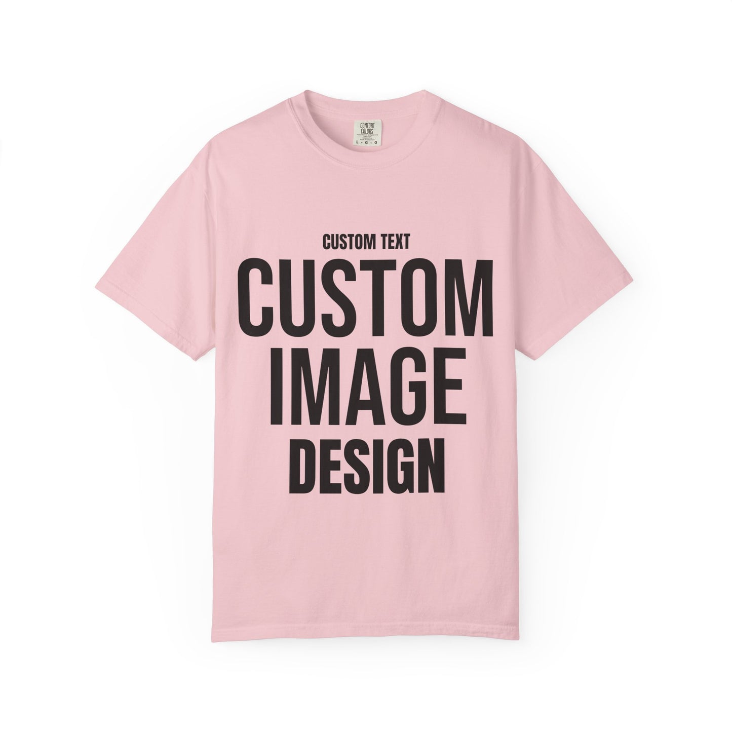 Custom text t-shirt mockup for personalized graphic tee design at Bayou WeHo, featuring bold customizable front print for group events, parties, bar crawls, and branded apparel.