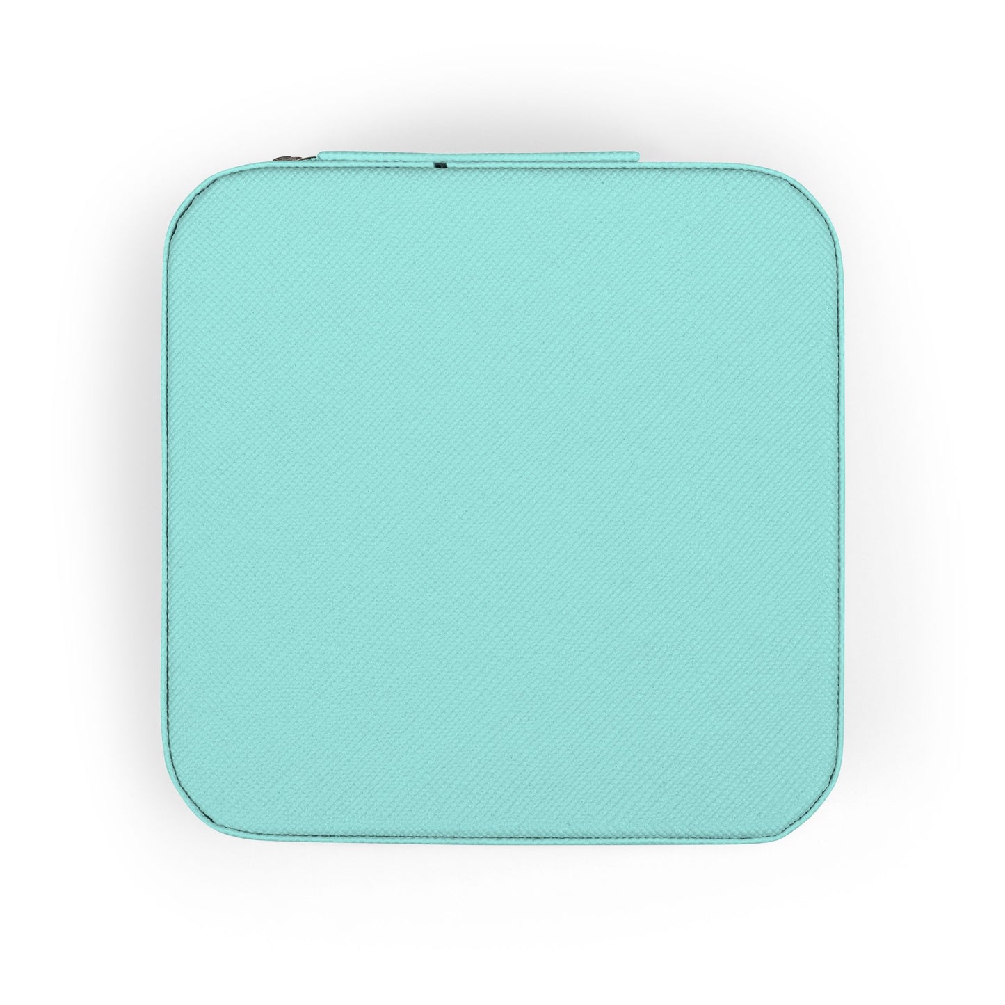 Light blue Tiffany blue jewelry box pouch on a white background